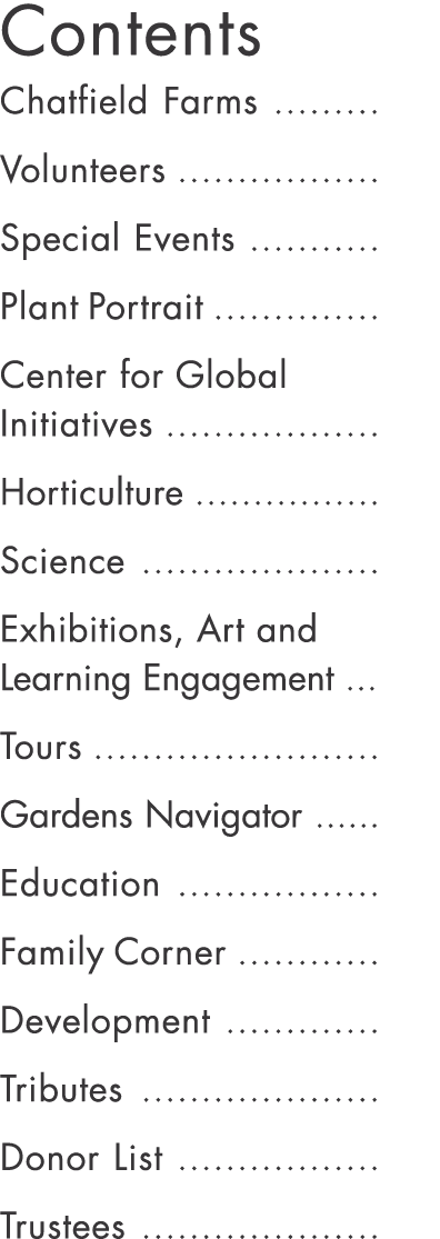 Contents Chatfield Farms           Volunteers                   Special Events             Plant Portrait               