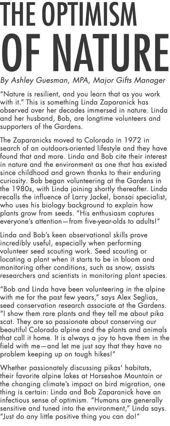 The Optimism of Nature By Ashley Guesman, MPA, Major Gifts Manager “Nature is resilient, and you learn that as you wo...