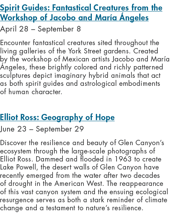 Spirit Guides: Fantastical Creatures from the Workshop of Jacobo and Mar a ngeles April 28 – September 8 Encounter f...