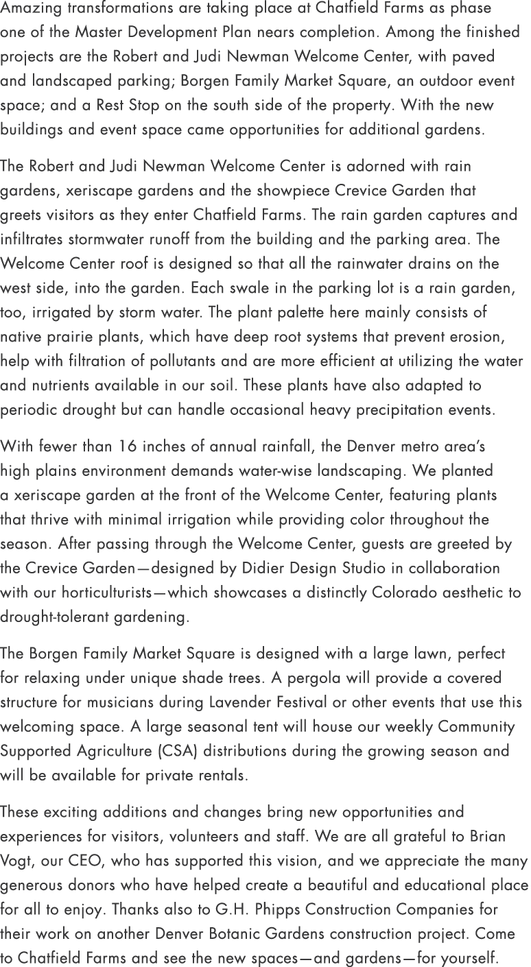 Amazing transformations are taking place at Chatfield Farms as phase one of the Master Development Plan nears complet...