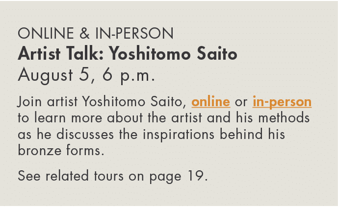 Online & In-Person Artist Talk: Yoshitomo Saito August 5, 6 p m  Join artist Yoshitomo Saito, online or in-person to    