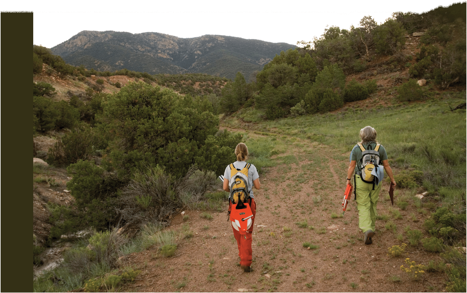 DBG research staff and BLM staff doing research on Eriogonum brandegeei Rydb, Brandegee's buckwheat  at Garden Fossil Park in Canon City, Colorado   Michelle DePrenger-Levin of DBG in gray t-shirt, Carol Winther of DBG in green, Carol Dawson, BLM Botanist for the State of Colorado in white t-shirt with printing, Dale Swenarton is a BLM intern in plain white t-shirt