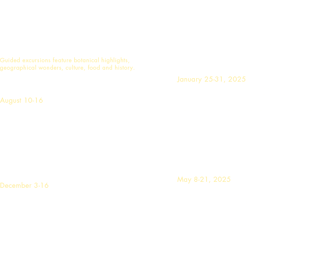 Travel the world with Denver Botanic Gardens Guided excursions feature botanical highlights, geographical wonders, cu...
