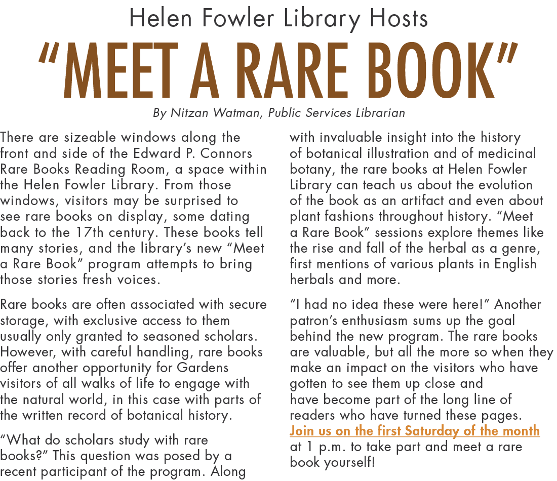 Helen Fowler Library Hosts “Meet a Rare Book” By Nitzan Watman, Public Services Librarian There are sizeable windows ...
