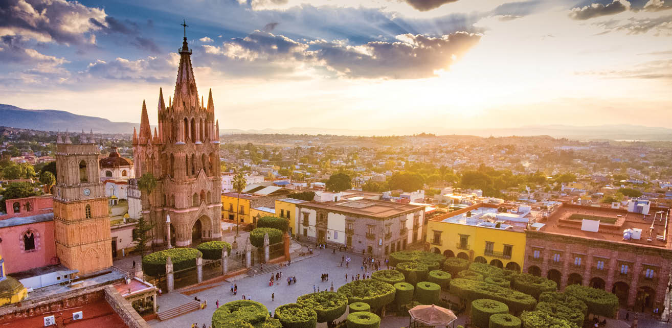 Aerial View of San Miguel de Allende in Mexico.
