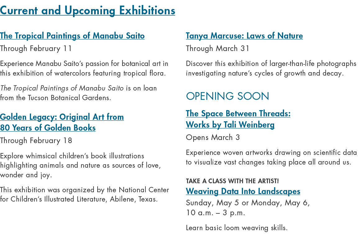 Current and Upcoming Exhibitions ,The Tropical Paintings of Manabu Saito Through February 11 Experience Manabu Saito’...