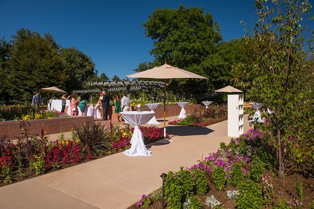 People gathering for a party at the Pavilion