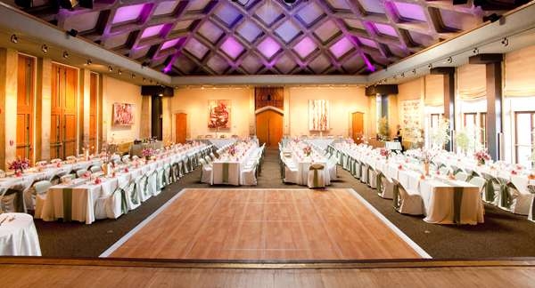 Mitchell Hall set up for a wedding party