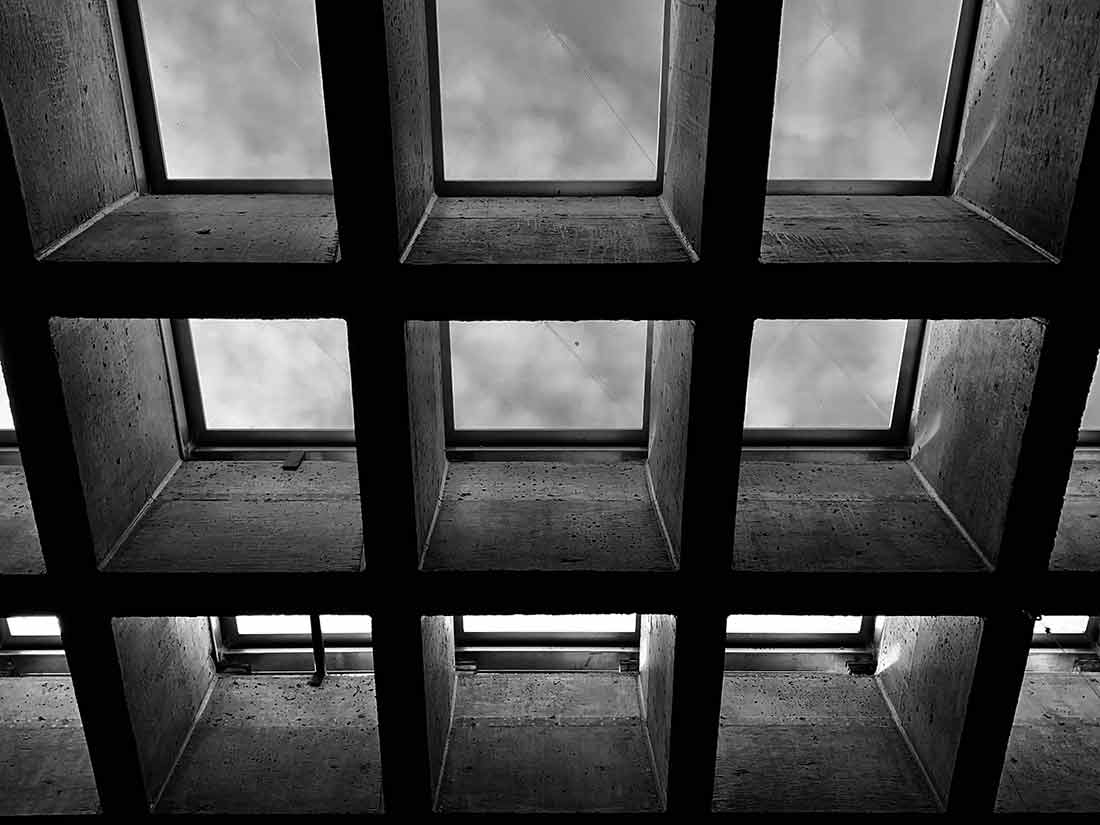 Floating cast concrete above Gates Garden Court