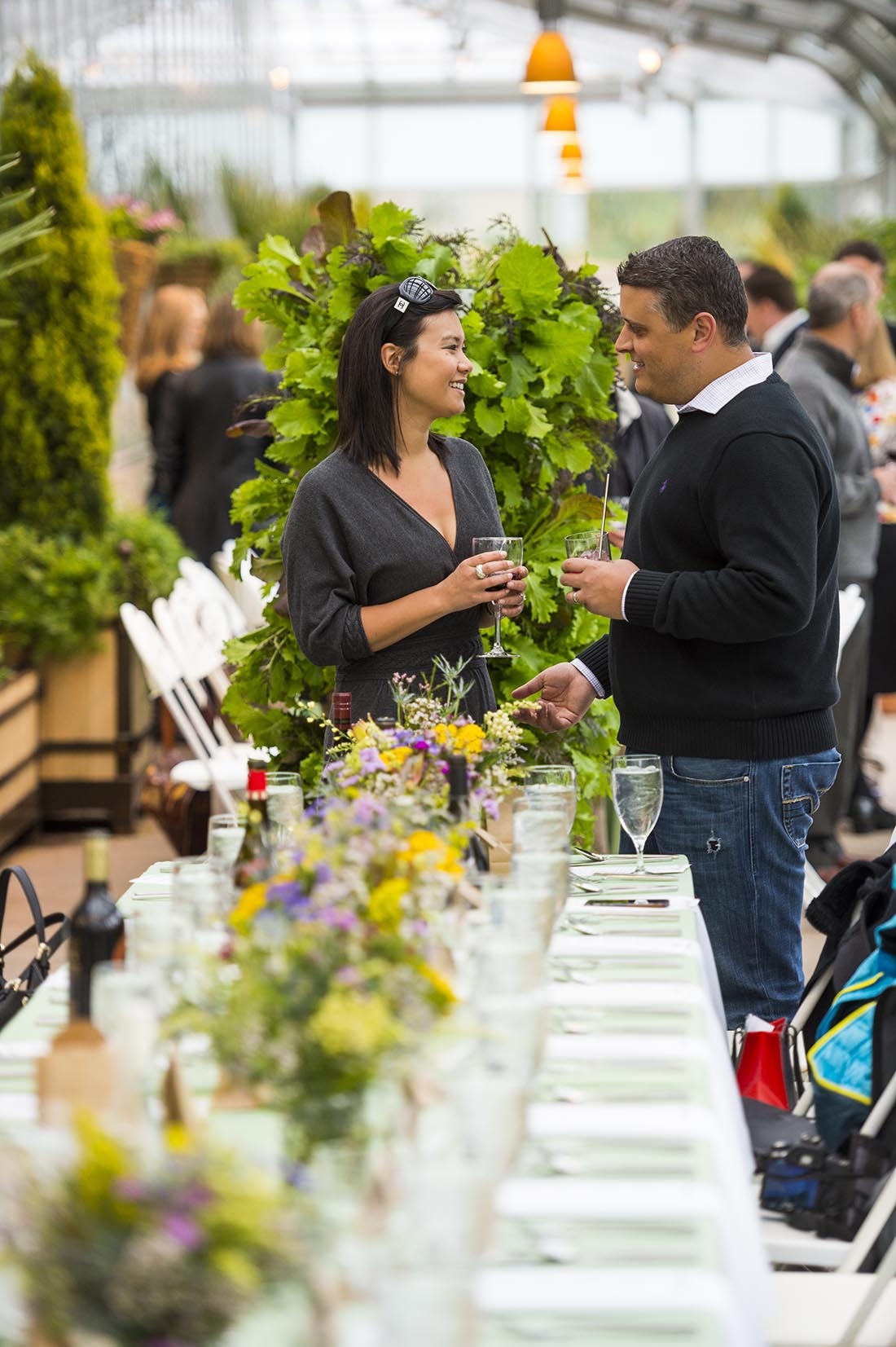Two people in Orangery set for dinner