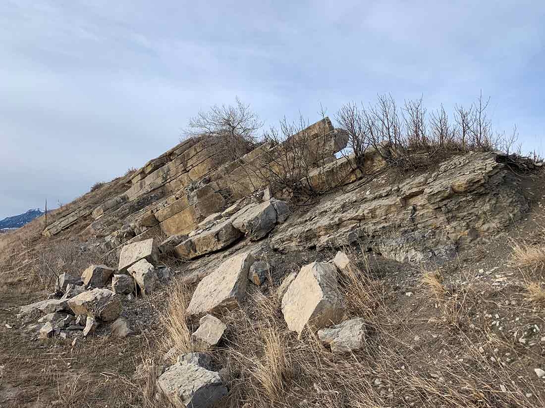 A shale outcropping, part of the Niobrara formation, outside of Boulder, Colorado