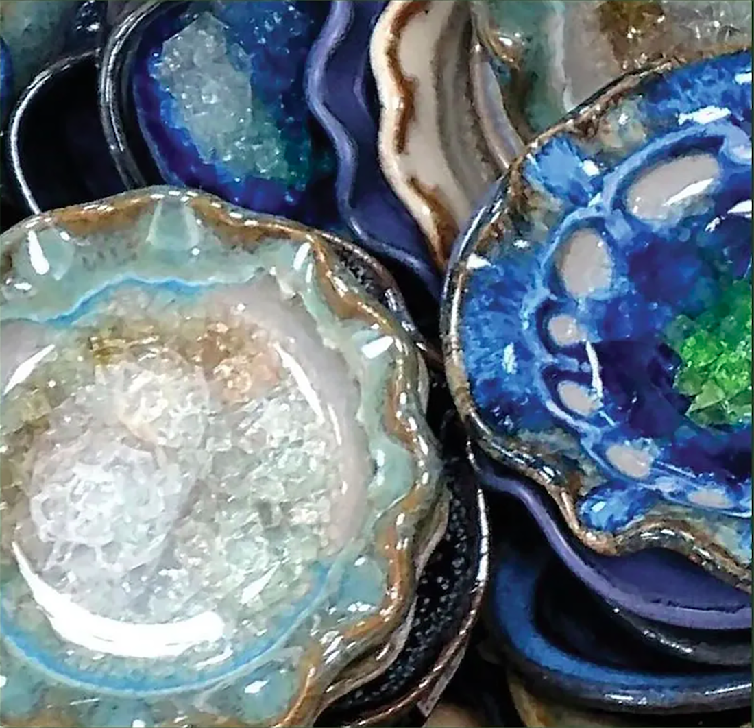 blue glazed handmade pottery dishes