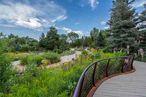 A boardwalk next to Willow Glade garden