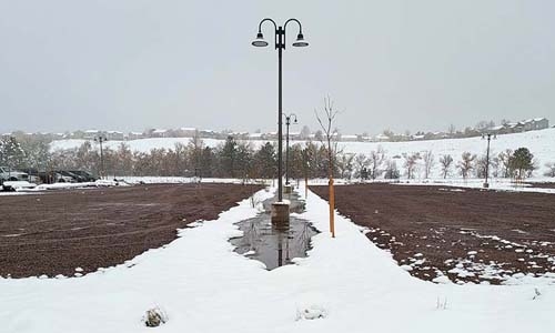 snowy parking lot