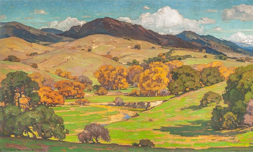 Cropped image of painting depicting mountain
