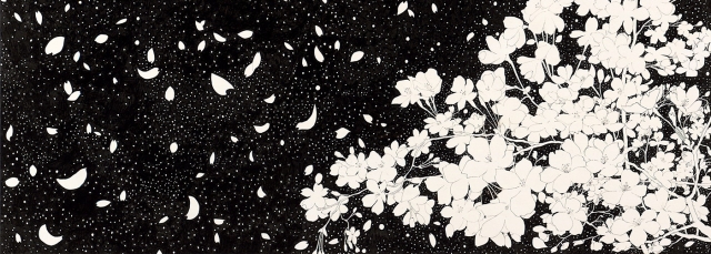 Izumi Yokoyama, "Whirl," (detail), ink, 2024.